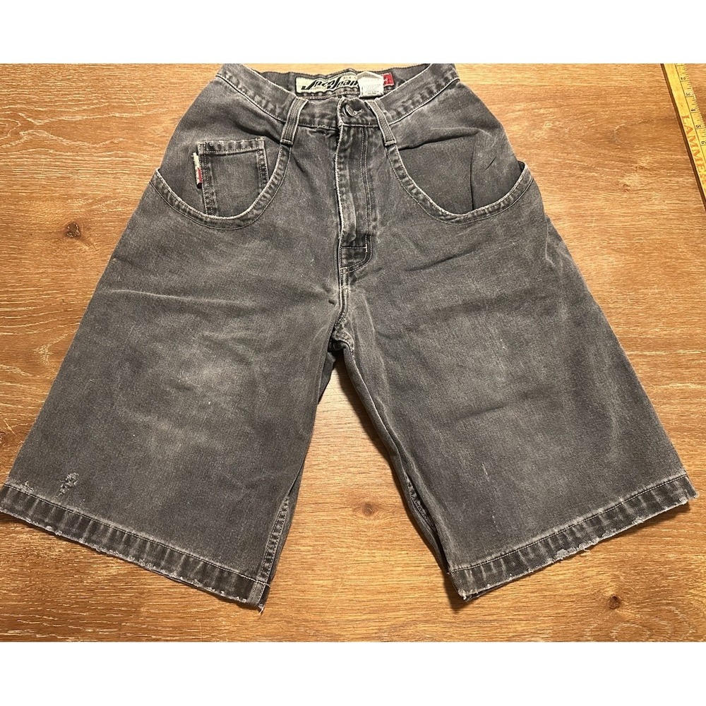 Rare JNCO Jeans Gray/Dark Denim Cargo Shorts Low Down 90s Men's Pockets 30